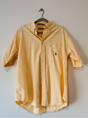 Nautica Men’s Short-Sleeve Button-Down Shirt — Butter Yellow Large 100% Cotton